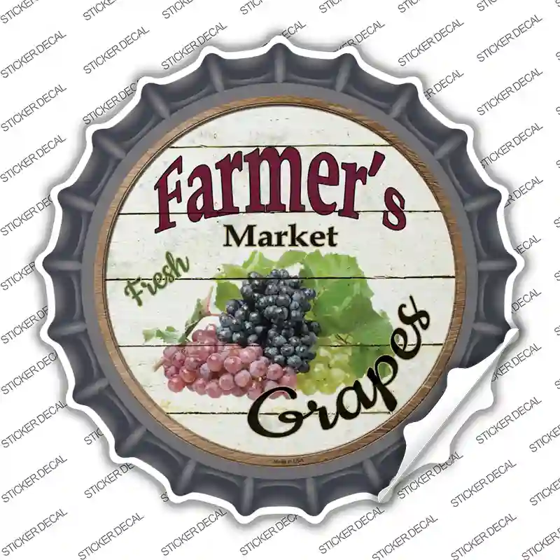 Farmers Market Grapes Novelty Bottle Cap Sticker Decal Small