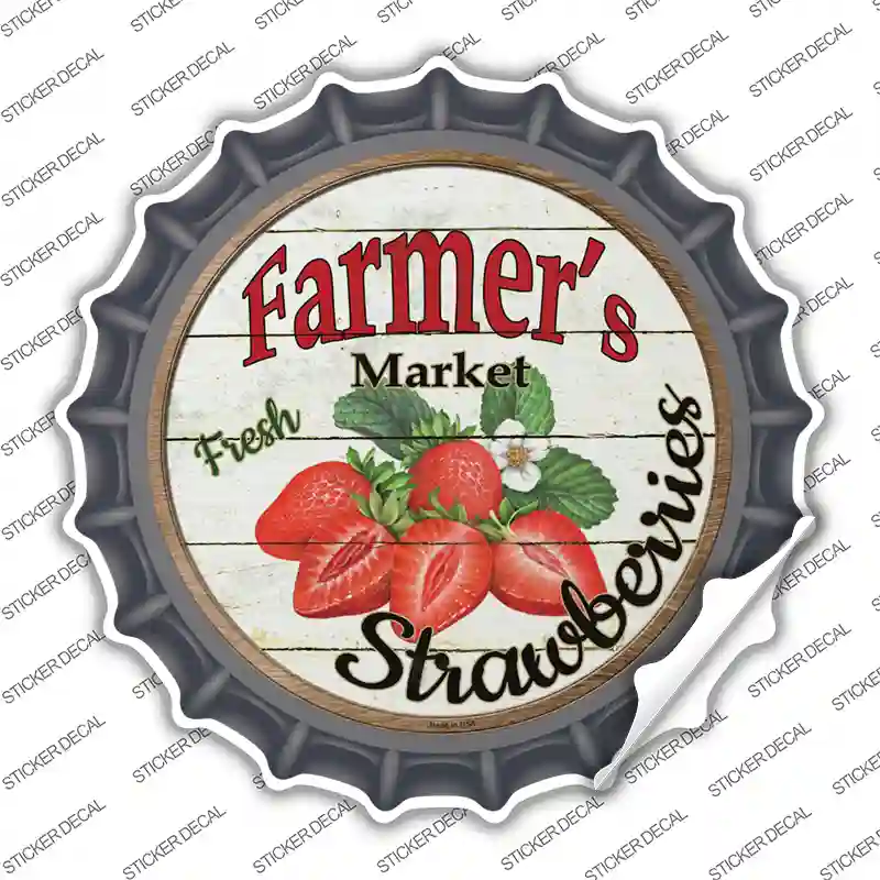 Farmers Market Strawberries Novelty Bottle Cap Sticker Decal Small