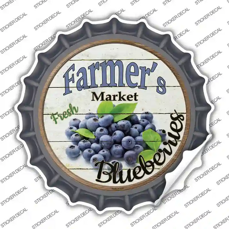 Farmers Market Blueberries Novelty Bottle Cap Sticker Decal Small