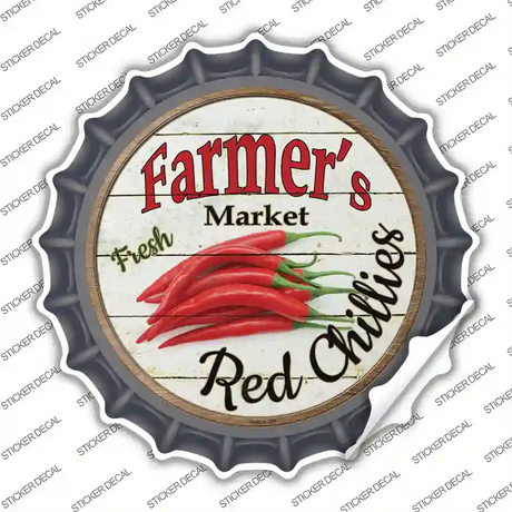 Farmers Market Red Chillies Novelty Bottle Cap Sticker Decal Small