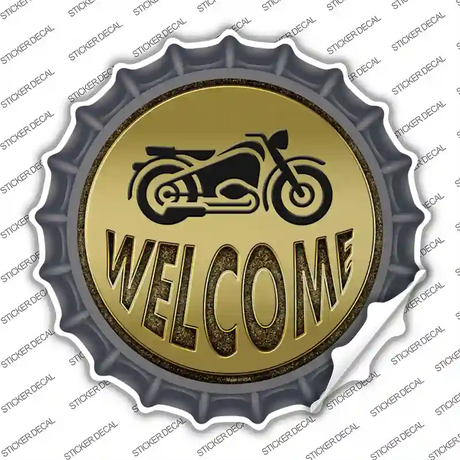 Welcome With Motorcycle Novelty Bottle Cap Sticker Decal Small