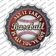 Baseball Novelty Bottle Cap Sticker Decal Small