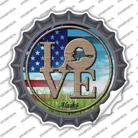 Love Alaska Novelty Bottle Cap Sticker Decal Small