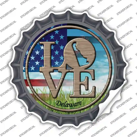 Love Delaware Novelty Bottle Cap Sticker Decal