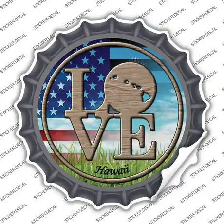 Love Hawaii Novelty Bottle Cap Sticker Decal Small