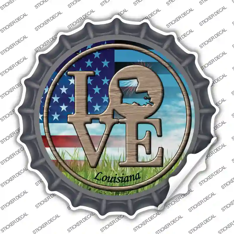 Love Louisiana Novelty Bottle Cap Sticker Decal