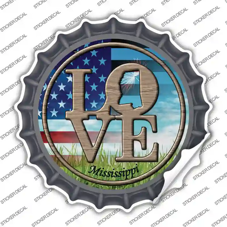 Love Mississippi Novelty Bottle Cap Sticker Decal Small