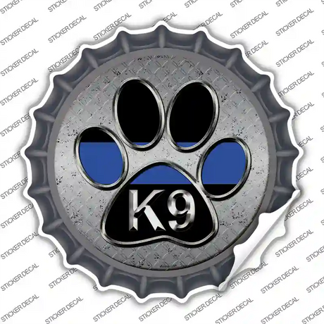 Paw Thin Blue Line K-9 Novelty Bottle Cap Sticker Decal Small