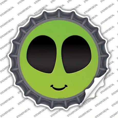 Alien Smile Face Novelty Bottle Cap Sticker Decal Small