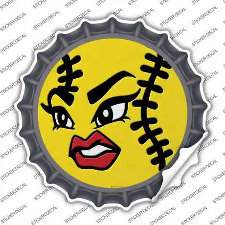 Angry Softball Novelty Bottle Cap Sticker Decal Small