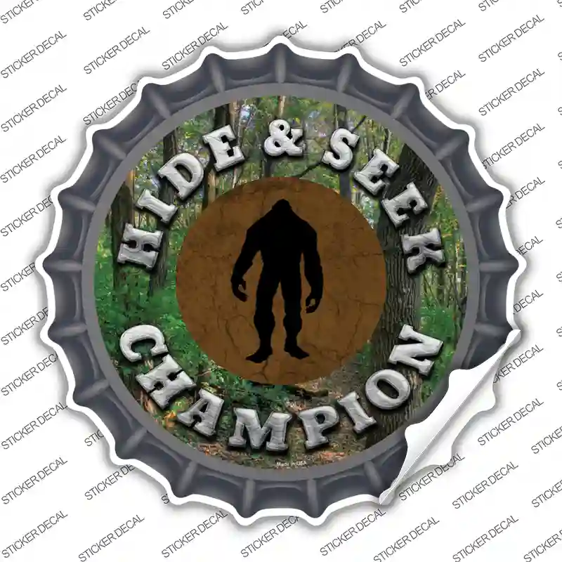 Hide and Seek Champion Bigfoot Novelty Bottle Cap Sticker Decal Small