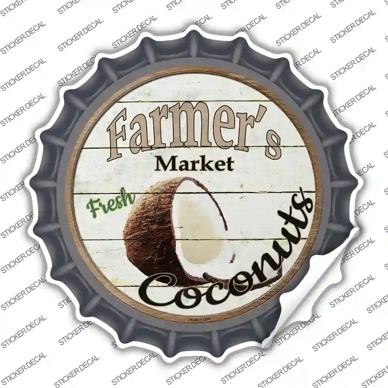 Farmers Market Coconut Novelty Bottle Cap Sticker Decal Small