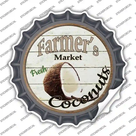 Farmers Market Coconut Novelty Bottle Cap Sticker Decal Small