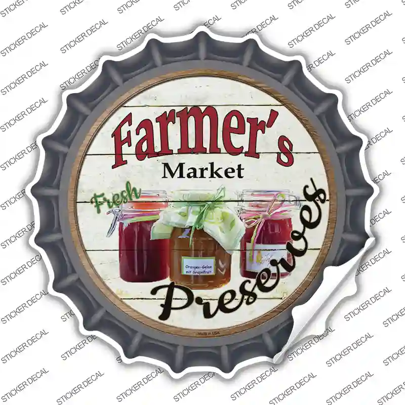 Farmers Market Preserves Novelty Bottle Cap Sticker Decal Small