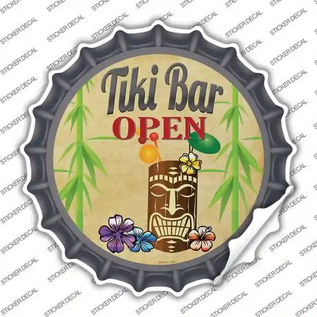 Tiki Bar Open Novelty Bottle Cap Sticker Decal Small