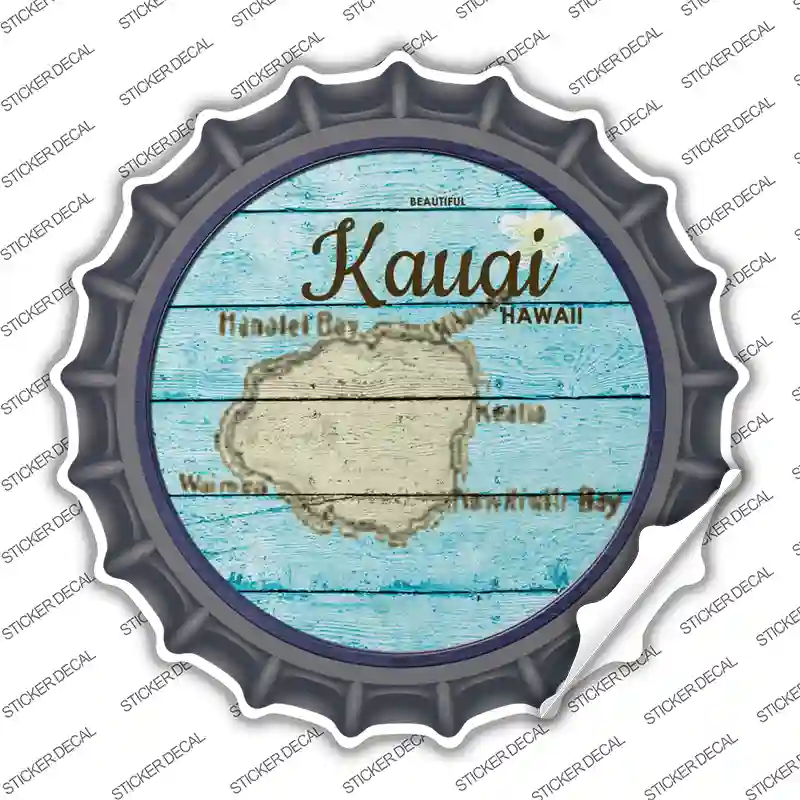 Kauai Hawaii Map Novelty Bottle Cap Sticker Decal Small