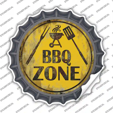 BBQ Zone Novelty Bottle Cap Sticker Decal Small