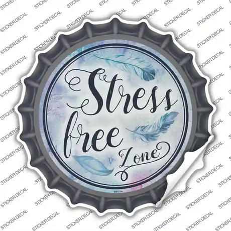 Stress Free Zone Novelty Bottle Cap Sticker Decal Small