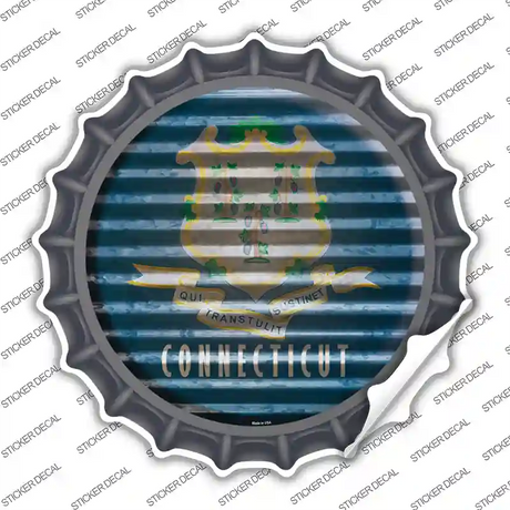 Connecticut Flag Corrugated Novelty Bottle Cap Sticker Decal Small