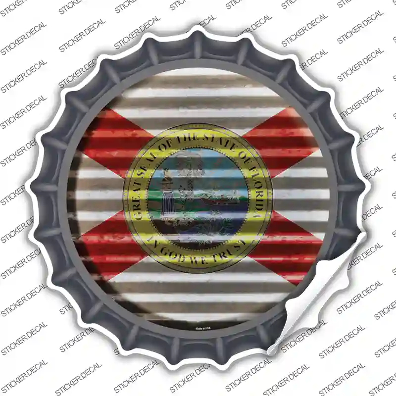 Florida Flag Corrugated Novelty Bottle Cap Sticker Decal