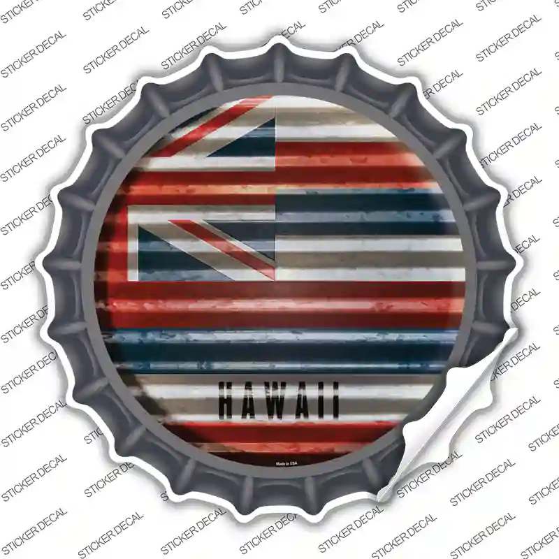 Hawaii Flag Corrugated Novelty Bottle Cap Sticker Decal Small