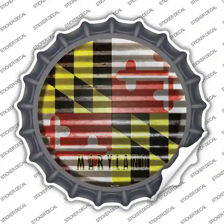 Maryland Flag Corrugated Novelty Bottle Cap Sticker Decal Small