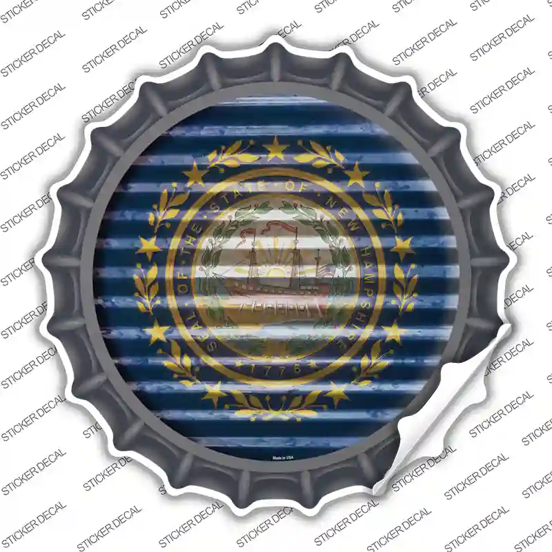 New Hampshire Flag Corrugated Novelty Bottle Cap Sticker Decal Small