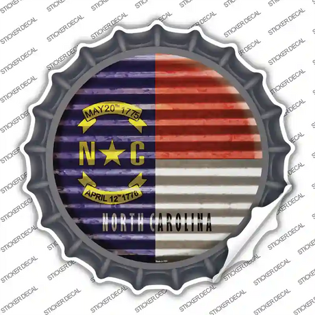 North Carolina Flag Corrugated Novelty Bottle Cap Sticker Decal Small