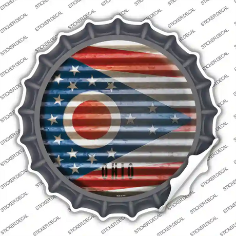 Ohio Flag Corrugated Novelty Bottle Cap Sticker Decal Small