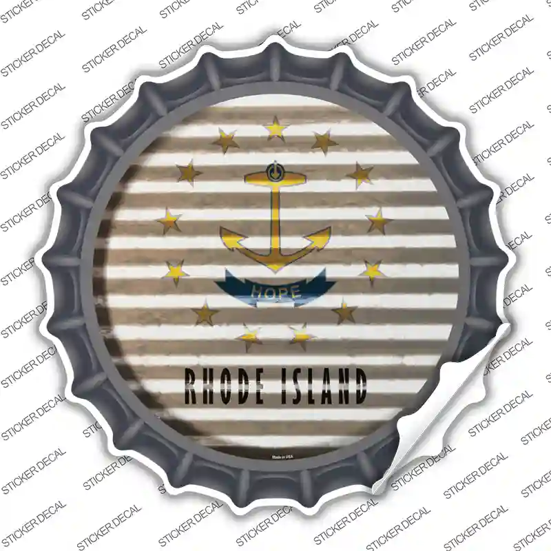 Rhode Island Flag Corrugated Novelty Bottle Cap Sticker Decal Small