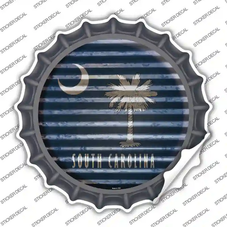 South Carolina Flag Corrugated Novelty Bottle Cap Sticker Decal Small