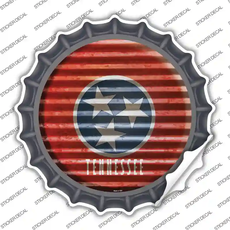 Tennessee Flag Corrugated Novelty Bottle Cap Sticker Decal Small