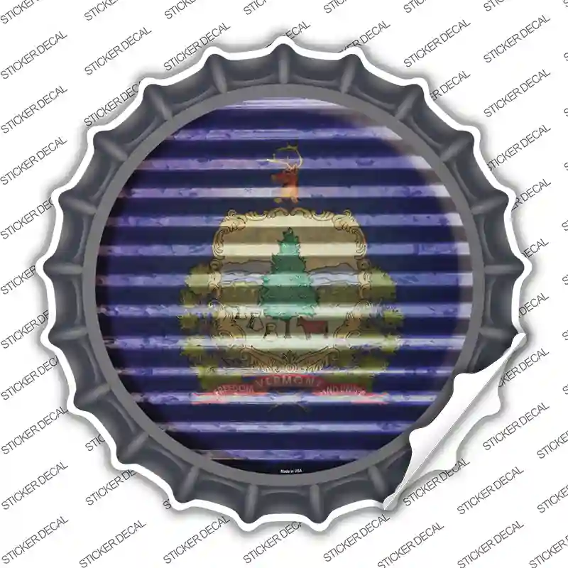 Vermont Flag Corrugated Novelty Bottle Cap Sticker Decal