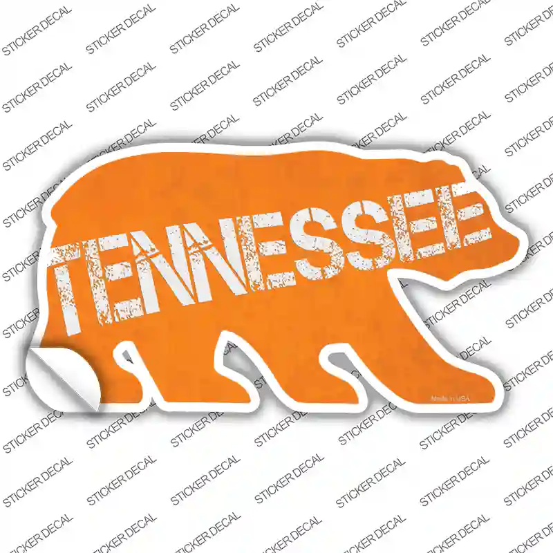 TN Orange Novelty Bear Sticker Decal Small
