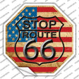 Route 66 American Flag Vintage Novelty Octagon Sticker Decal Small