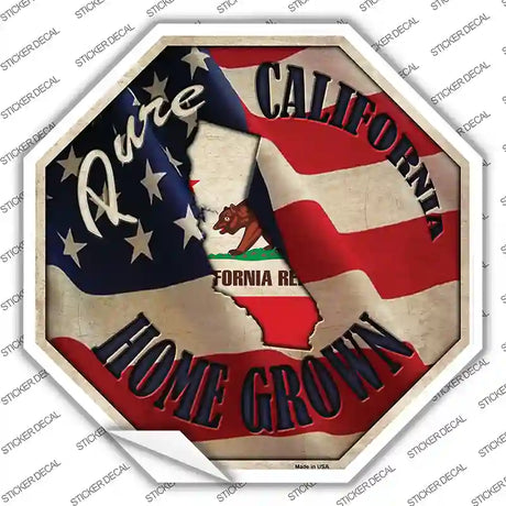 California Home Grown Novelty Octagon Sticker Decal Small