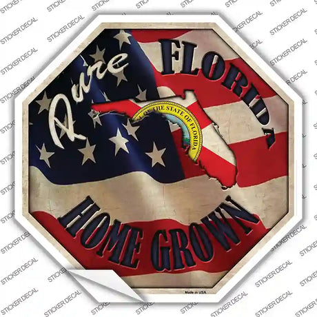 Florida Home Grown Novelty Octagon Sticker Decal Small