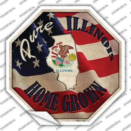 Illinois Home Grown Novelty Octagon Sticker Decal Small