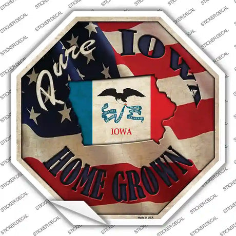 Iowa Home Grown Novelty Octagon Sticker Decal Small