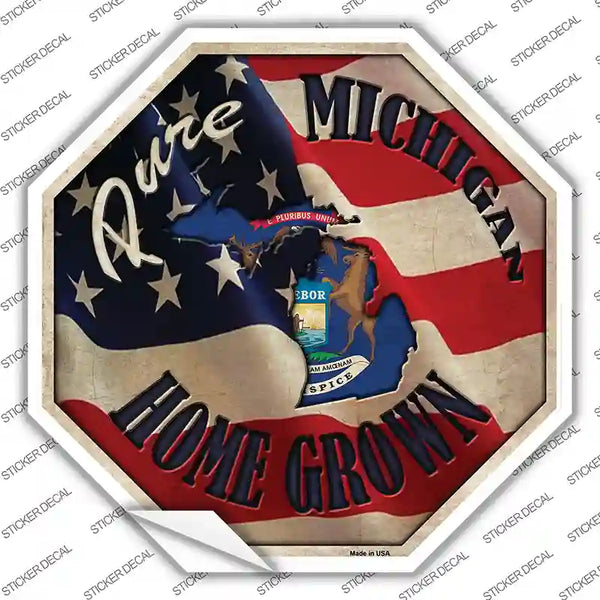 Michigan Home Grown Novelty Octagon Sticker Decal | Smart Blonde