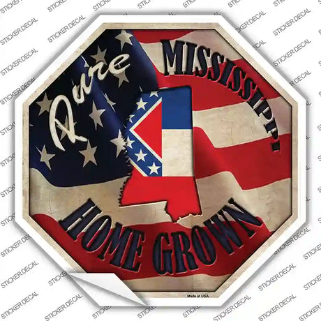 Mississippi Home Grown Novelty Octagon Sticker Decal Small