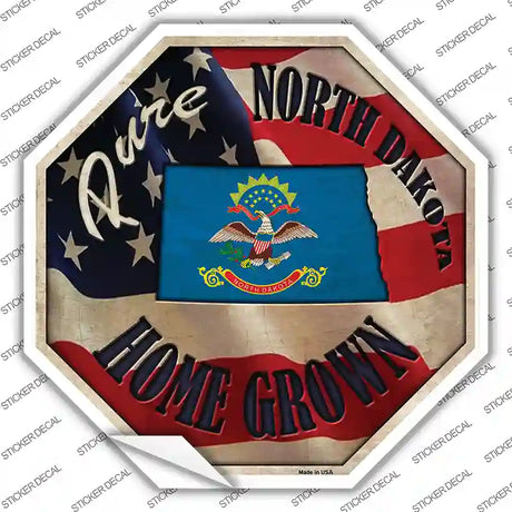 North Dakota Home Grown Novelty Octagon Sticker Decal Small