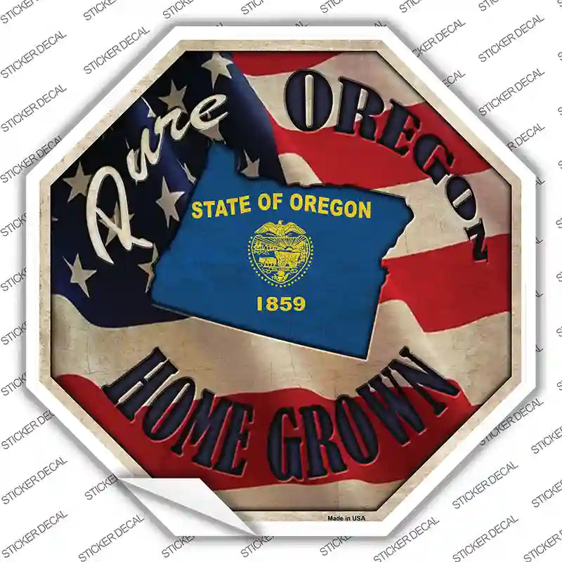 Oregon Home Grown Novelty Octagon Sticker Decal Small