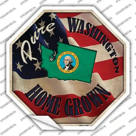 Washington Home Grown Novelty Octagon Sticker Decal Small