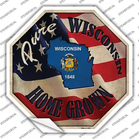 Wisconsin Home Grown Novelty Octagon Sticker Decal Small