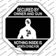 Secured By Owner Novelty Octagon Sticker Decal Small