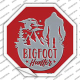 Bigfoot Hunter Red Novelty Octagon Sticker Decal Small