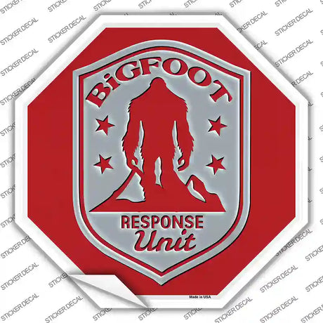 Bigfoot Response Unit Red Novelty Octagon Sticker Decal Small