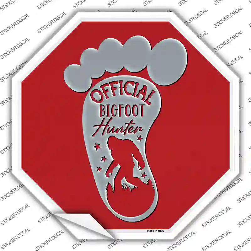 Official Bigfoot Hunter Red Novelty Octagon Sticker Decal Small