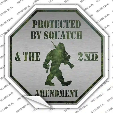 Squatch And The 2nd Amendment Novelty Octagon Sticker Decal Small